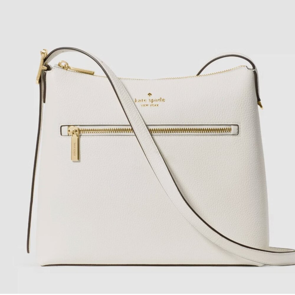 New Kate Spade 454 Large Swingpack Buckle Crossbody Pebble Leather Meringue